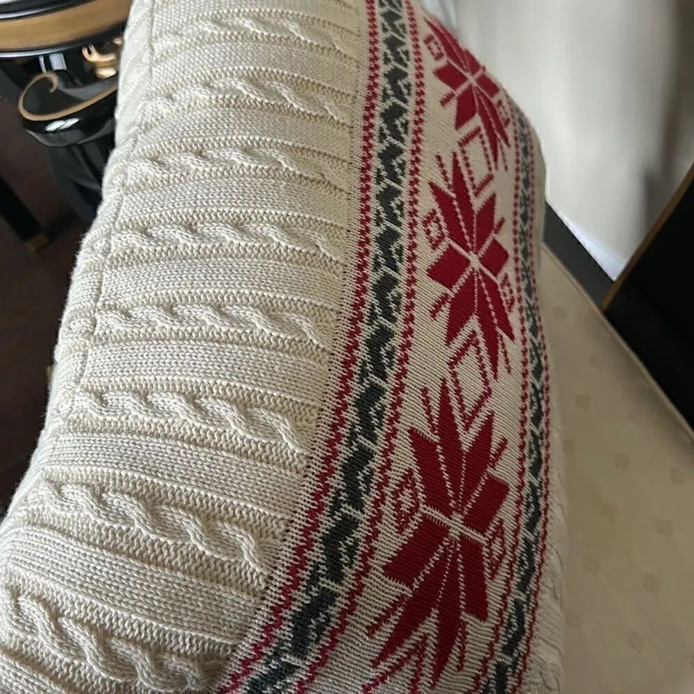 Snowflake Knit Rectangular Pillow 16”x24” - Picture 4 of 6